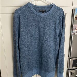 Banana Republic Men's Heathered Blue Crewneck Waffle Knit Crew Neck Sweater